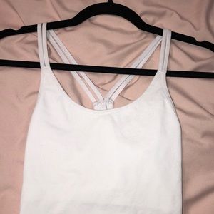 White Athletic Tank Top with Built in Bra